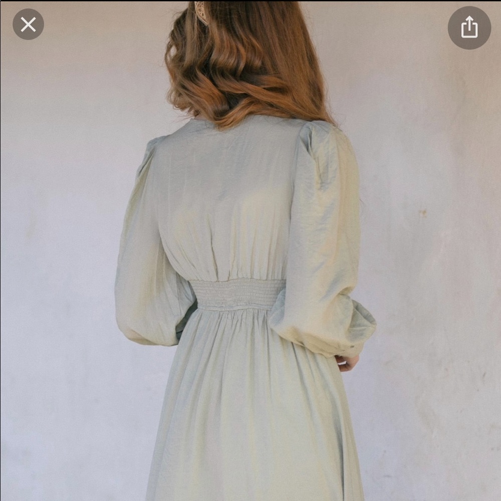 New Gabriella Button Midi Dress in Mint - Picture 10 of 10